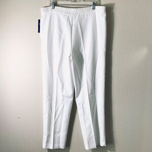 DONNKENNY CLASSICS WOMENS POLY PANTS SZ 16 WHITE FLAT FRONT REAR ELASTIC NWT